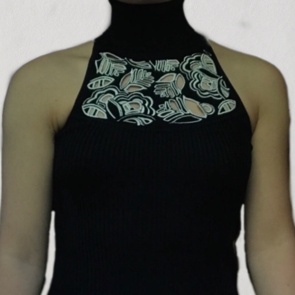 Turtle neck top with cutouts